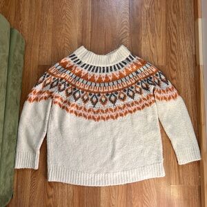 Aerie Turtleneck Sweater - Cream and Orange